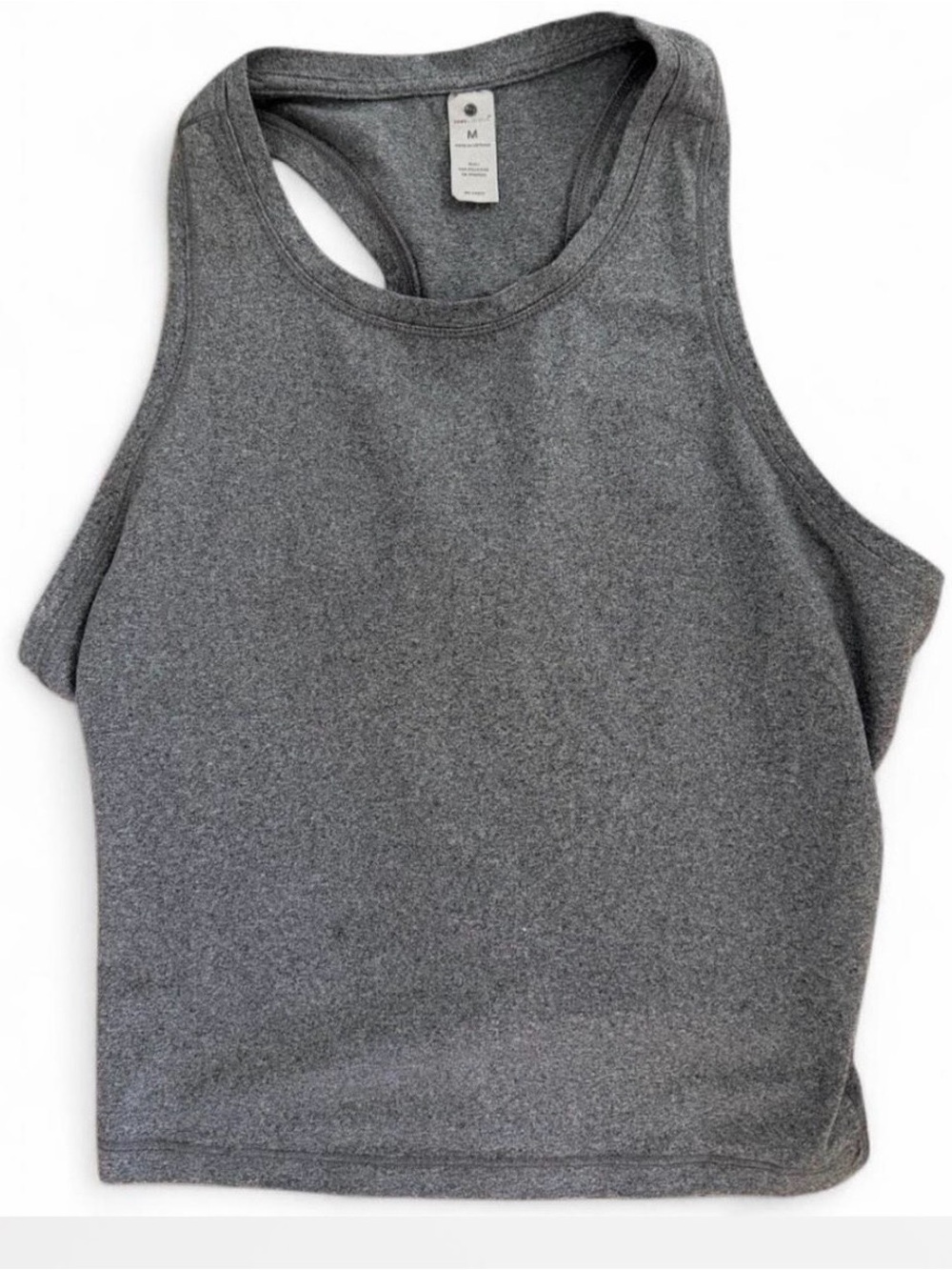 Yogalicious Womens Tank Top M Medium Gray Racerback Cropped Stretch Activewear
